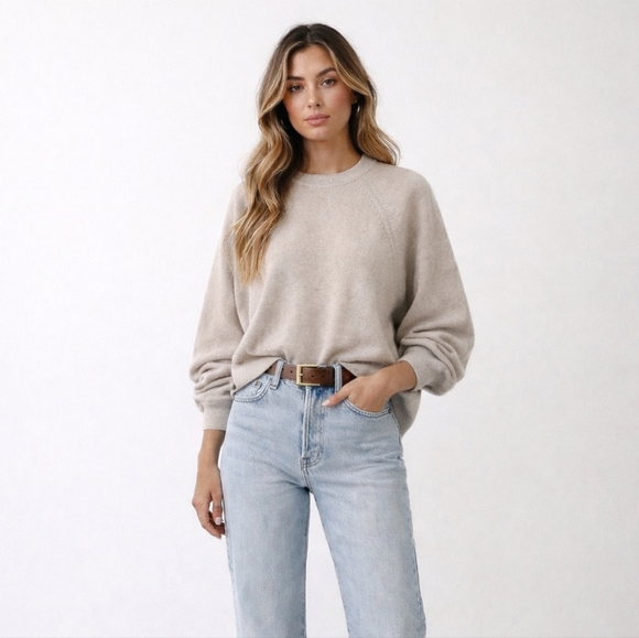 Loulou De Saison Pemba Cashmere Sweater In Beige Size M - Picture 8 of 8